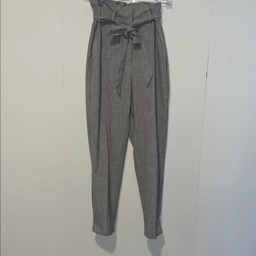 H&M Charcoal Tie-Belt Trousers I4